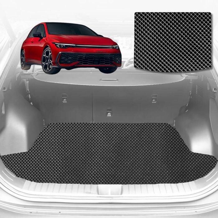 6D Diamond Car Boot Mat for VolksWagen Golf Hatch/Wagon (MK8)2021-Current-Hatch-Cargo Mat-Black-Outback GT