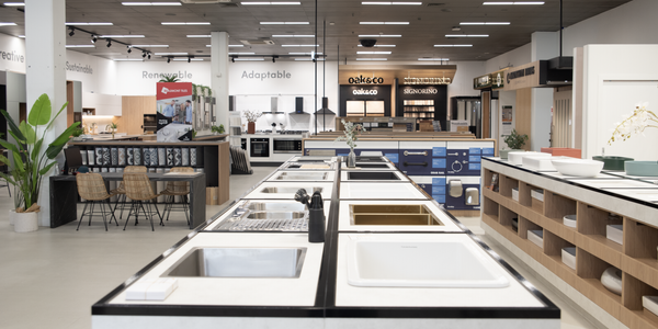 Inside our BBS building and showcasing our sinks and tap ware