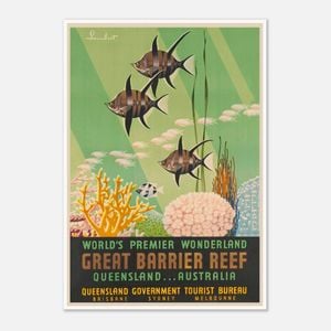 Galrie Vintage Great Barrier Reef Travel Poster from Queensland Australia Artwork, Poster Only, A0 84 x 119cm (33 X 47inch)