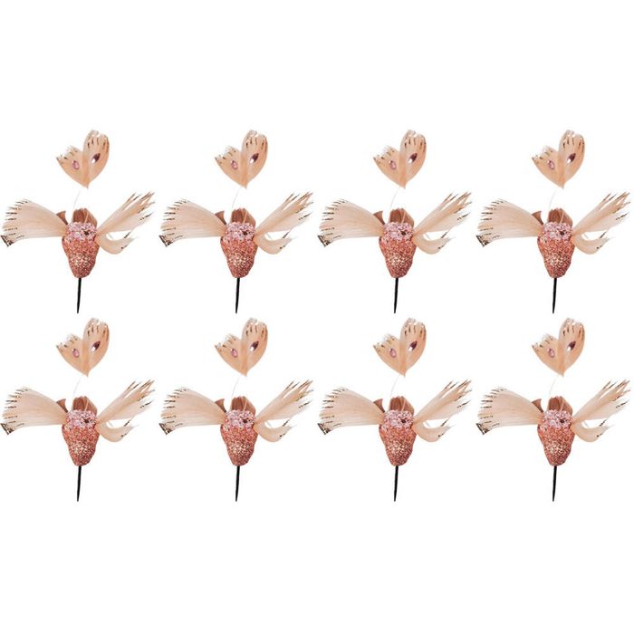 8PK Urban Flying Hummingbirds Clip Christmas Decoration 12cm Pink
