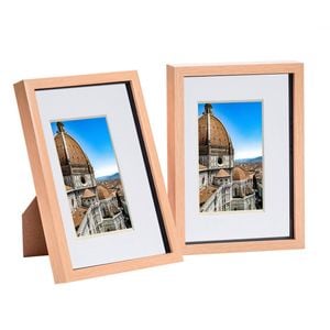 Nicola Spring 3D Shadow Box Frames with A5 Mount - A4 (8" x 12") - Light Wood - Pack of 2