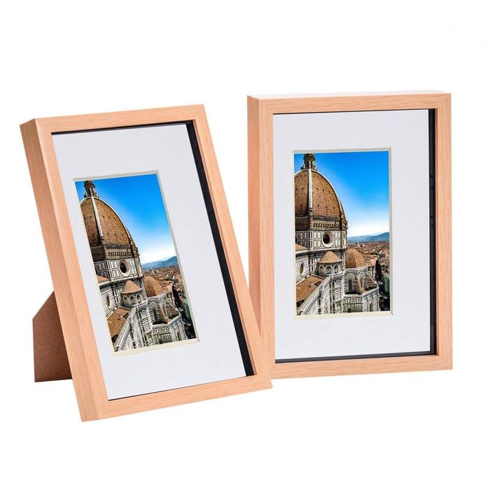Nicola Spring 3D Shadow Box Frames with A5 Mount - A4 (8" x 12") - Light Wood - Pack of 2