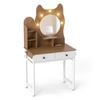 Costway Kitty-shaped Dressing Tables Led Lights W/charging Station