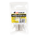 Oxbuild M10 316 Stainless Steel Hex Coupler - 2 Pack