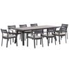 FurnitureOkay Bondi-Capri 9-Piece Sintered Stone Outdoor Dining Setting - Charcoal