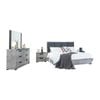 Queen 4 Pcs Bedroom Suite with Dresser Fabric Upholstery MDF Combination of Black & Cement Colour