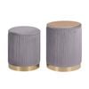 La Bella Grey 2 Set Side Table Storage Ottoman - Velvet Stool MIRA