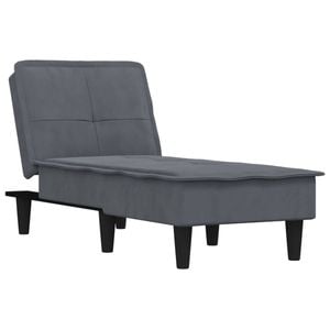 vidaXL Chaise Longue Reclining Chair Upholstered Lounge Sofa Dark Grey Velvet