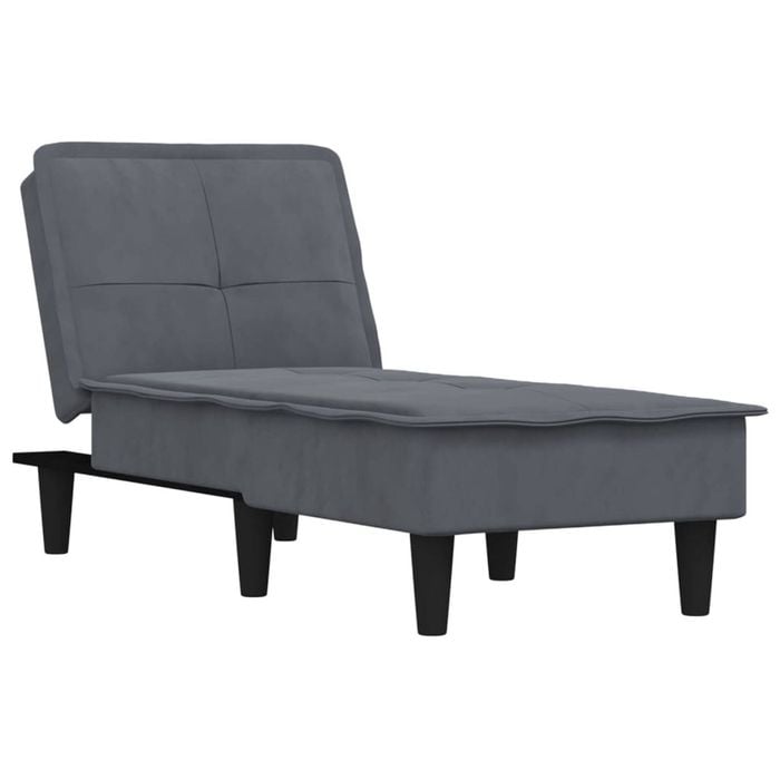 vidaXL Chaise Longue Reclining Chair Upholstered Lounge Sofa Dark Grey Velvet