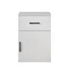 European Cabinetry Slim Oval Black Porto Bedside Table White