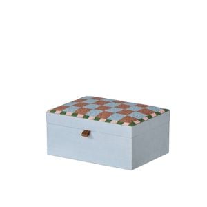 Emporium Ruby Beaded Check Jewellery Box 18x13x8cm
