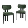 Oikiture Set Of 2 Dining Chairs Chenille Fabric Kitchen Chair Padded Seat Green