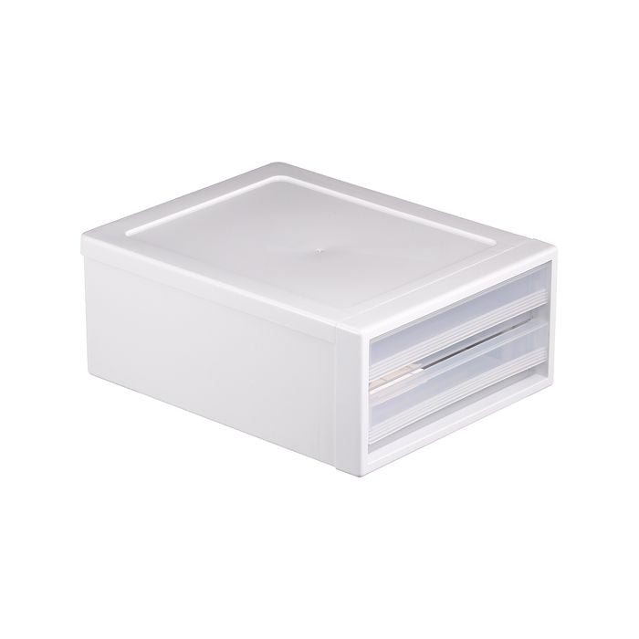 Inabox 34 x 27 x 14cm White Twin Horizontal Stackable Drawer