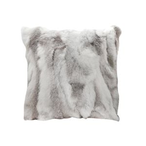SOGA 45cm Floral Gray Rabbit Fur Throw Pillow