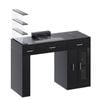 Advwin Vanity Nail Desk Manicure Table w/Glass Top Drawer Dust Collector Wireless Charging LED Light Black
