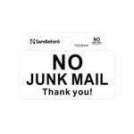 Sandleford Sign "No Junk Mail" Self-Adhesive 75mm