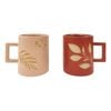 2pc Urban 10cm Shae Foliage Ceramic Mug - Pink/Terracotta