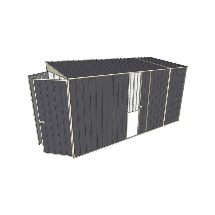 Build-a-Shed 1.5 x 3.7 x 2m Single Sliding Side Door Skillion Shed - Grey