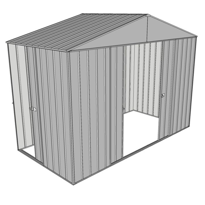 Build-a-Shed 3.0 x 1.5 x 2.3m Triple Sliding Door Narrow Shed - Zinc