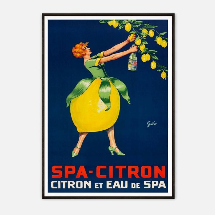 Galrie Vintage SpaCitron Lemon Drink Poster Art by Géo French Advertisement, Black Frame, 70 x 100cm (28 x 40inch)