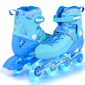 Costway 4-size Kid Roller Skates Inline Skating Shoes Lightup 7-9 Blue