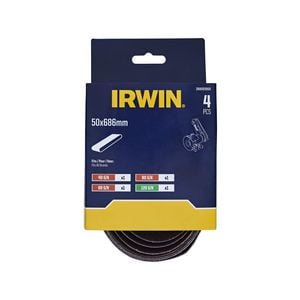 IRWIN 50 x 686mm Mix Grit Sanding Belts - 4 Pack