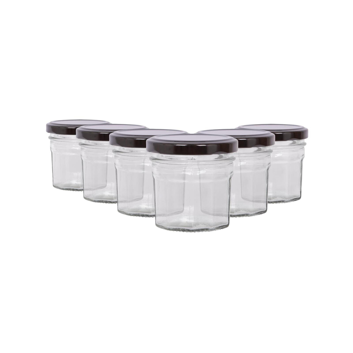 Argon Tableware 90ml Glass Jam Jars With Airtight Black Lids - Set Of 6 ...
