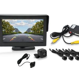 Elinz 4.3" Monitor CMOS 170 Degrees Car Reversing Camera 600TVL 4 Ultrasonic Parking Sensors