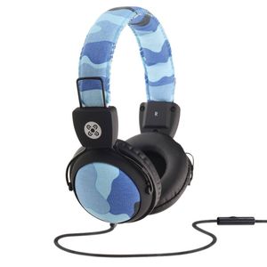 Moki Camo On The Go Portable Music Headphones w/ In-line Mic - Blue