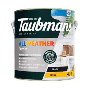Taubmans 4L Black Gloss All Weather Exterior Paint