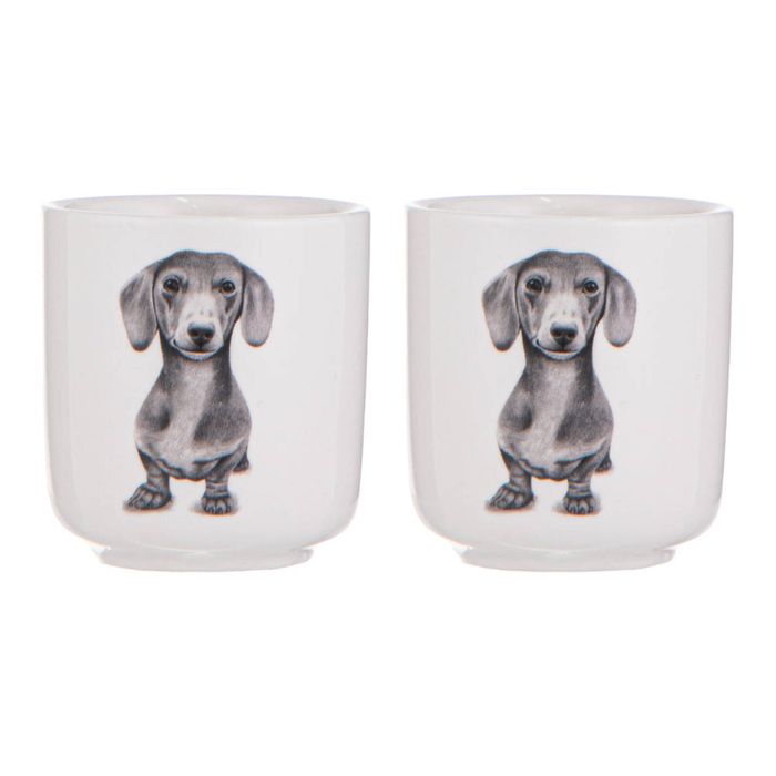 Ashdene Peeking Pups Dachshund Set of 2 Egg Cups