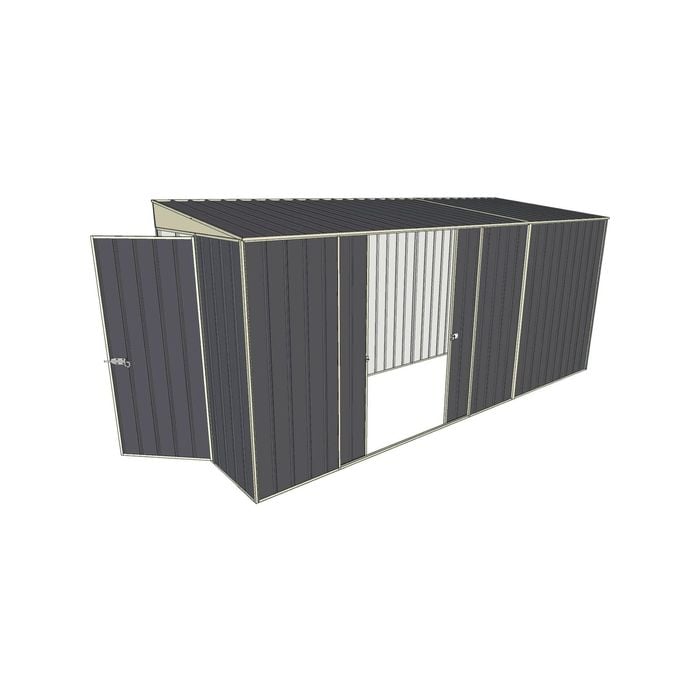 Build-a-Shed 1.5 x 4.5 x 2m Double Sliding Side Door Skillion Shed - Grey
