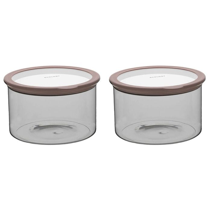 2PK Ecology Store Round 2.9L Glass Barrel/Canister 20.8cm - Clear Lid