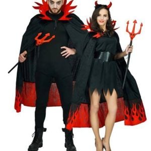 Devil Demon On Fire S Ladies Halloween Costume Cape And Devil Horns