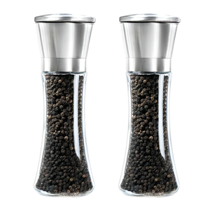 Splendid Living 2x Stainless Steel Salt and Pepper Grinder Manual Ceramic Mills Glass Kitchen