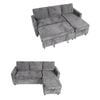 Ufurniture L Shape Convertible Sleeper Sofa Bed Chenille Pull Out Couch Bed w/ Storage Chaise Grey
