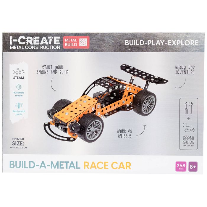 iCreate Build Your Own Metal Racecar Kit - 258 Piece Set