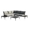 FurnitureOkay Coogee 4-Piece Aluminium Outdoor Modular Lounge Setting - Charcoal