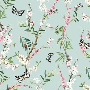 Wallpaper Trader Enchanted Butterfly Wallpaper Roll 10m X 120cm, Double Roll / Green