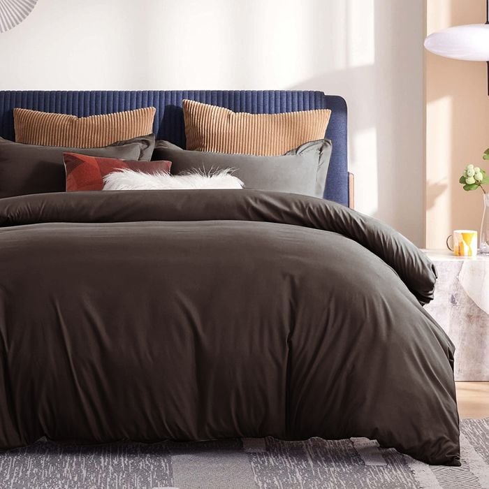 LINENOVA 100% Pure Cotton Quilt Cover Set - Double,Chocolate