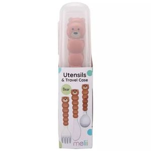 Melii 4 Piece Utensils And Travel Case - Bear