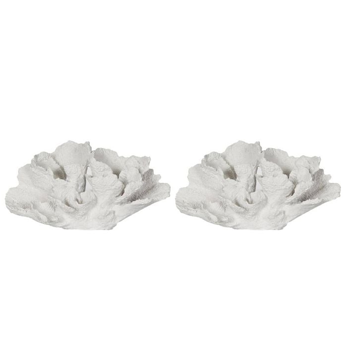2PK Belle Polyresin Laguna Coral Sculpture 26.5x14.5cm - White