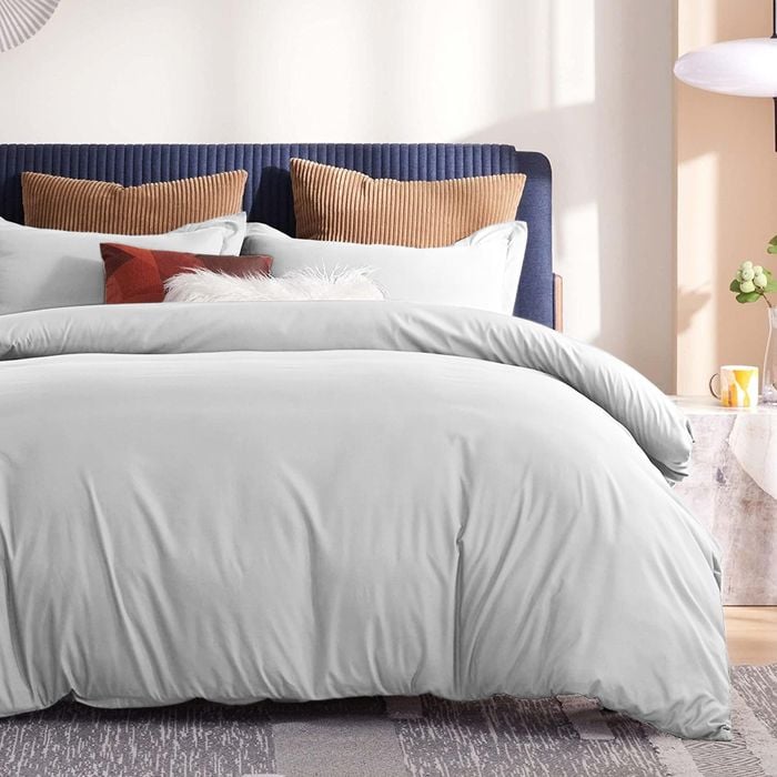 LINENOVA 100% Pure Cotton Quilt Cover Set - Single,Grey