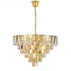 Telbix Valerie Contemporary Pendant Hanging Lamp Light Stainless Steel Crystal Gold Clear