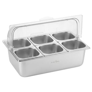 5-Star Chef 6 Compartment Food Serving Display Station Stainless Steel