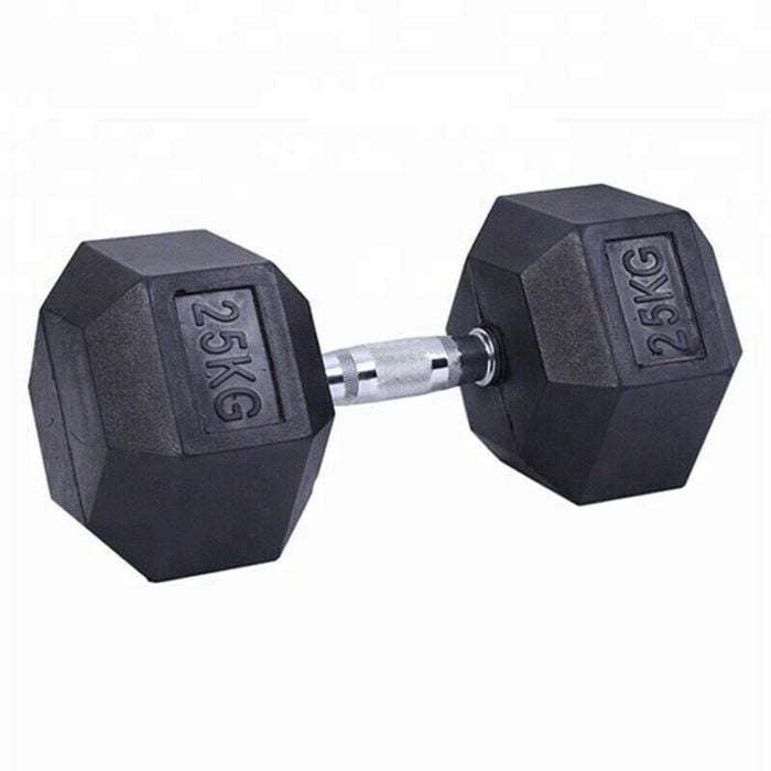 Premium Rubber Hex Dumbbell-25KG Pair
