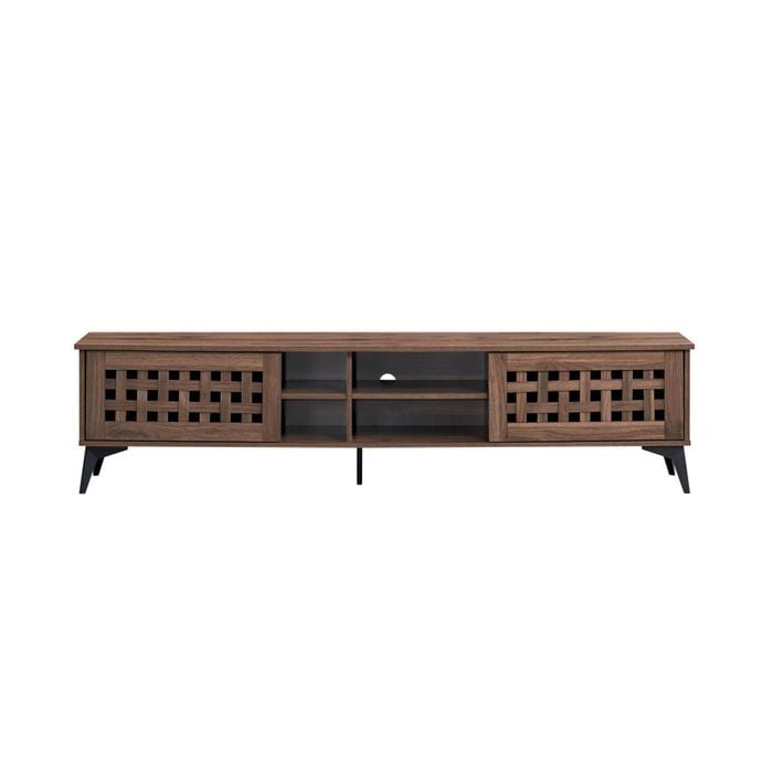 Design Square Lennox Wooden Lowline Entertainment Unit Tv Stand 180cm 2-doors Walnut