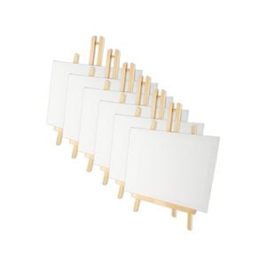 6x Art Boxd 18cm Stretched Canvas 280gsm Art Painting W/ Wooden Easel Med Thick
