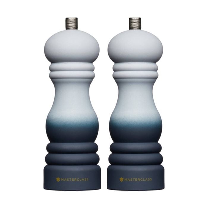 2pk Masterclass Refillable Ceramic Grinder Grey Ombre Salt & Pepper Mill 17cm