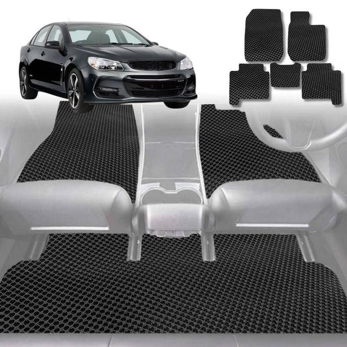 6D Diamond Car Floor Mats for Holden Commodore 2007-2013-Full Set-Black-Outback GT